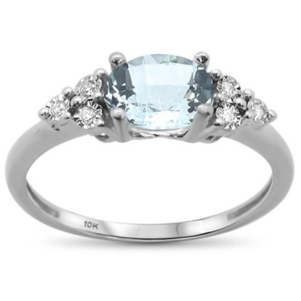aquamarine white gold and diamond ring